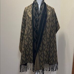 Michael Kors Came Brown/Black Scarf w/"MK" Logo 78” long